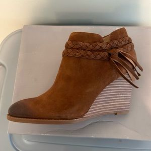 Franco Sarto Cognac Loni Suede Booties